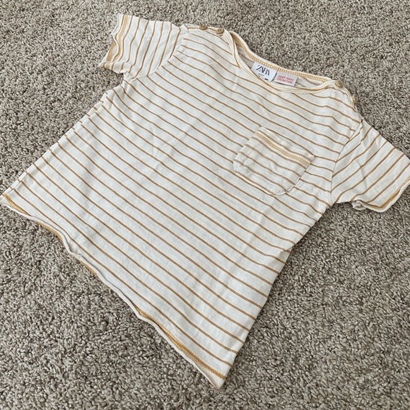 Zara baby boys striped short sleeve t-shirt tee with pocket size 9-12 months - Picture 4 of 7